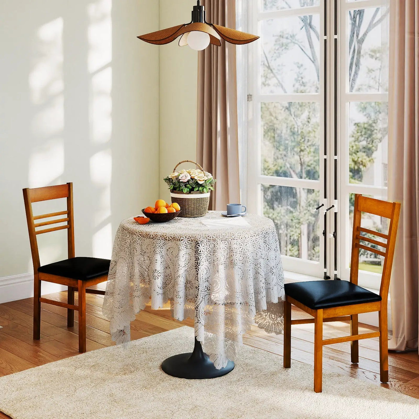 Wood Dining Chairs Set of 2 with Rubber Wood Frame by DirectDeals
