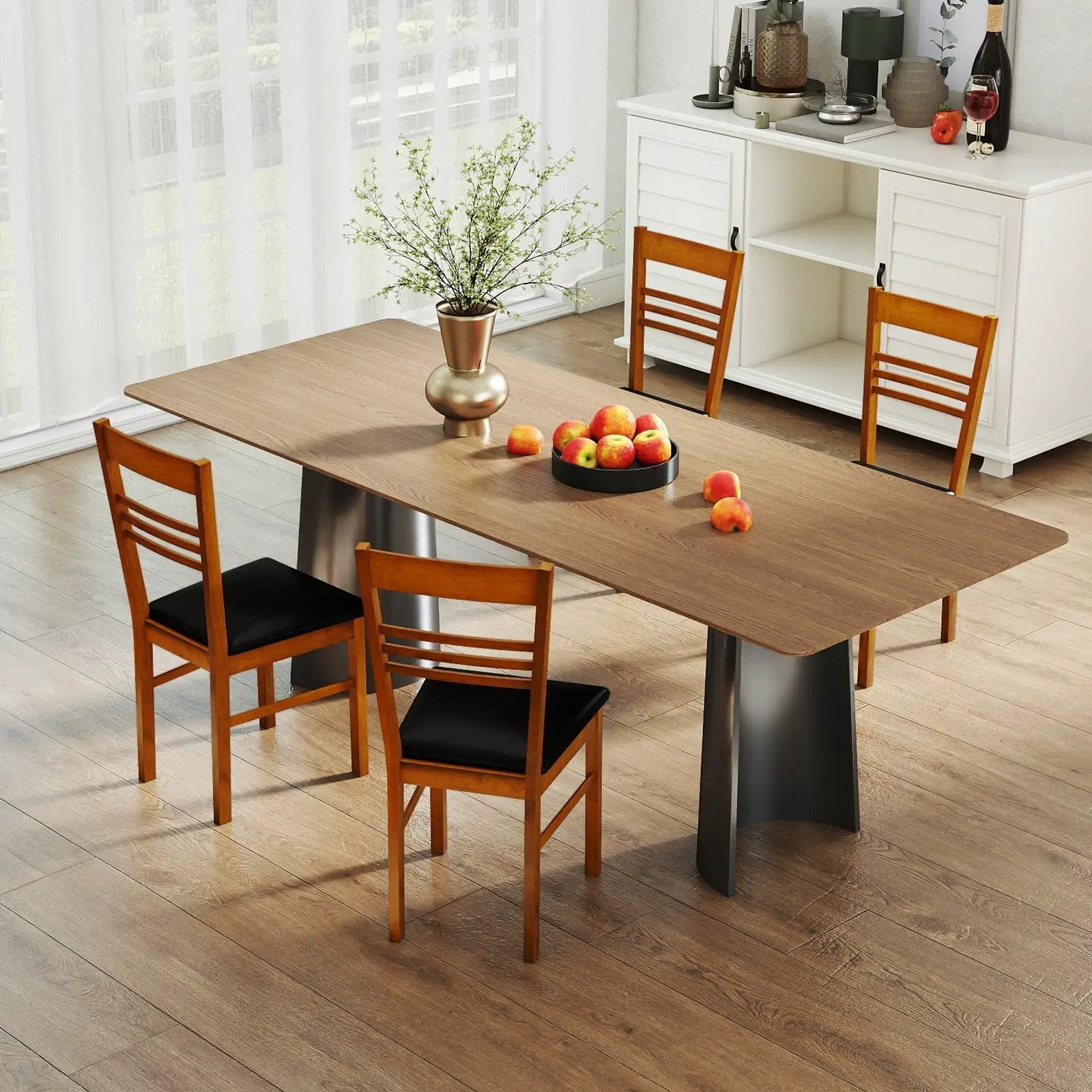 Wood Dining Chairs Set of 2 with Rubber Wood Frame by DirectDeals