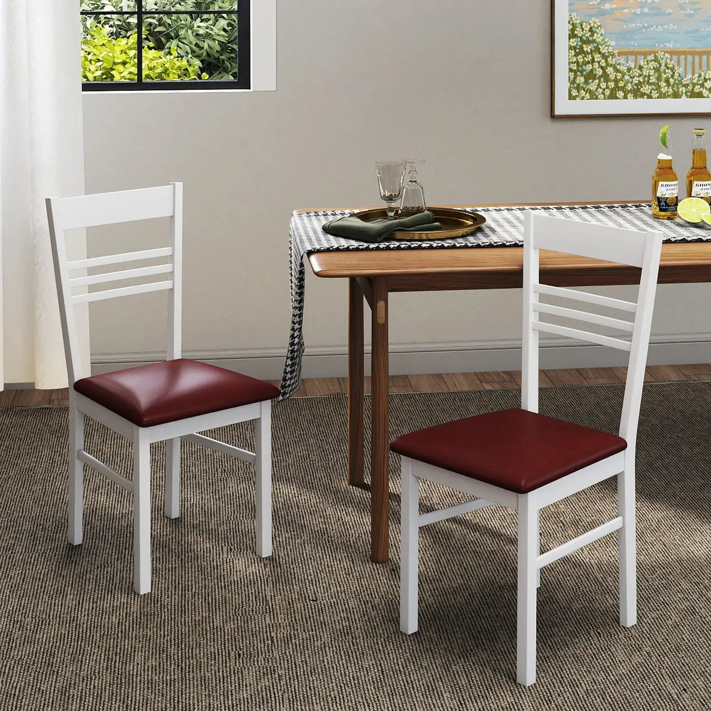 Wood Dining Chairs Set of 2 with Rubber Wood Frame by DirectDeals