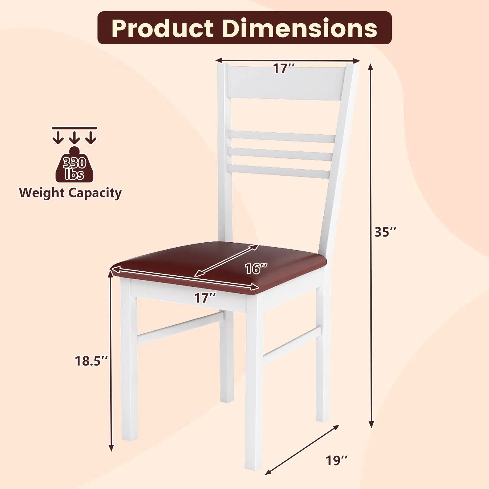 Wood Dining Chairs Set of 2 with Rubber Wood Frame by DirectDeals