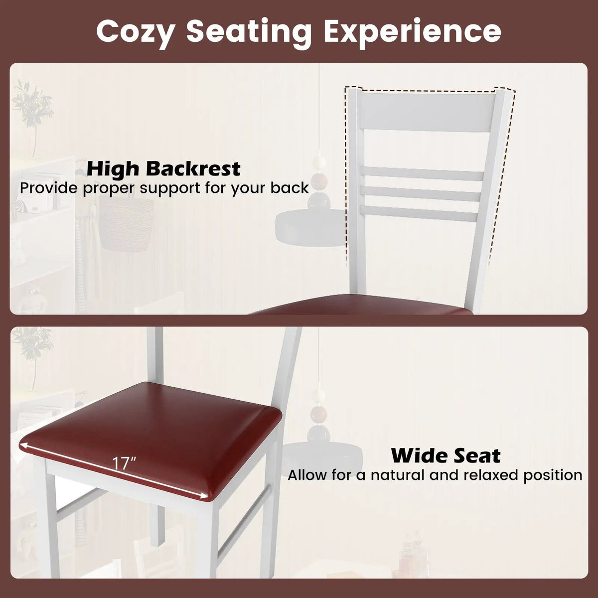 Wood Dining Chairs Set of 2 with Rubber Wood Frame by DirectDeals