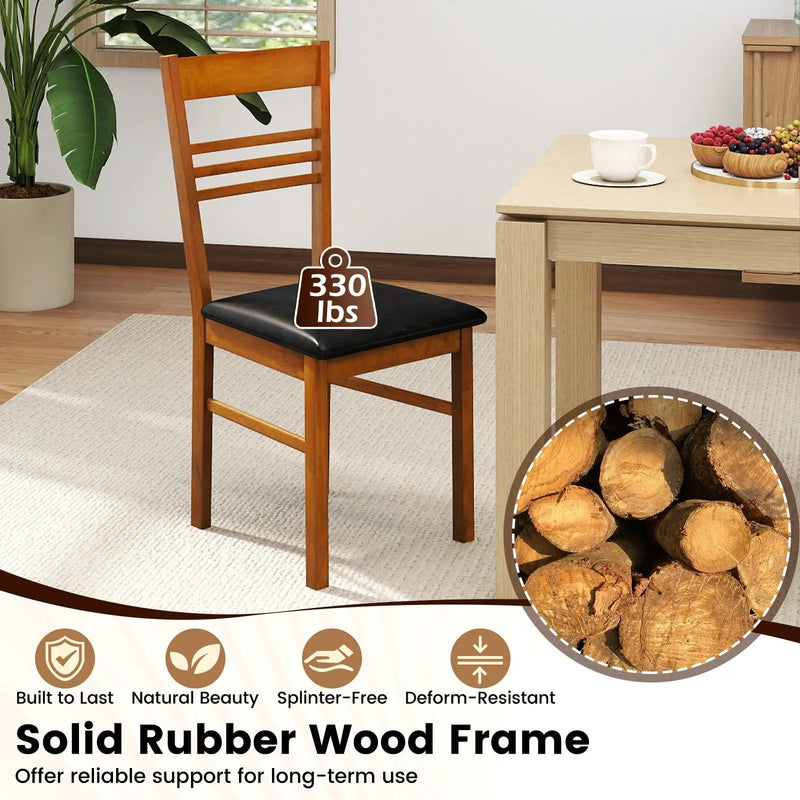 Wood Dining Chairs Set of 4 with Rubber Wood Frame by DirectDeals