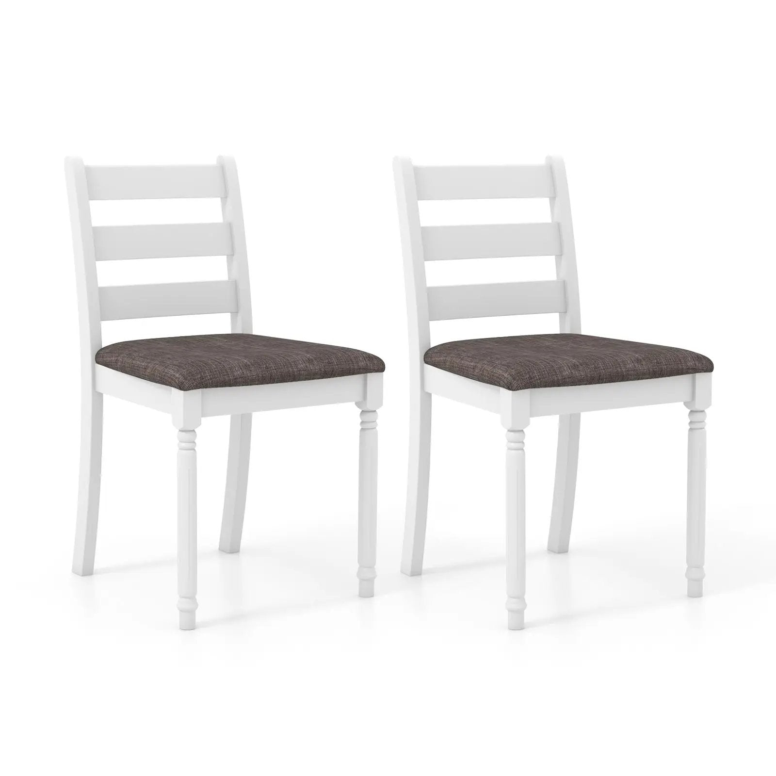 Set of 2 Rubber Wood Dining Chairs with Upholstered Seat-White by DirectDeals
