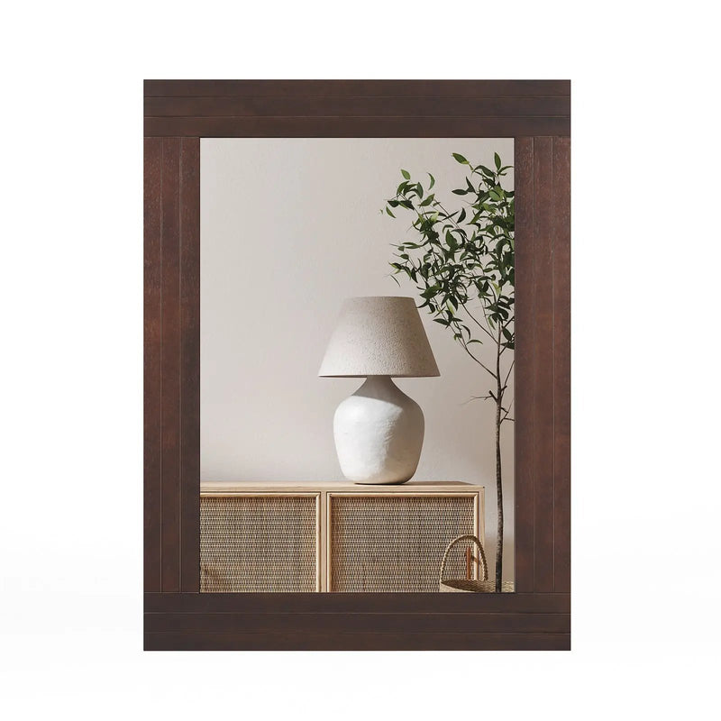Wood Framed Wall Mirror for Bedroom Living Room Vanity Entryway-Brown by DirectDeals