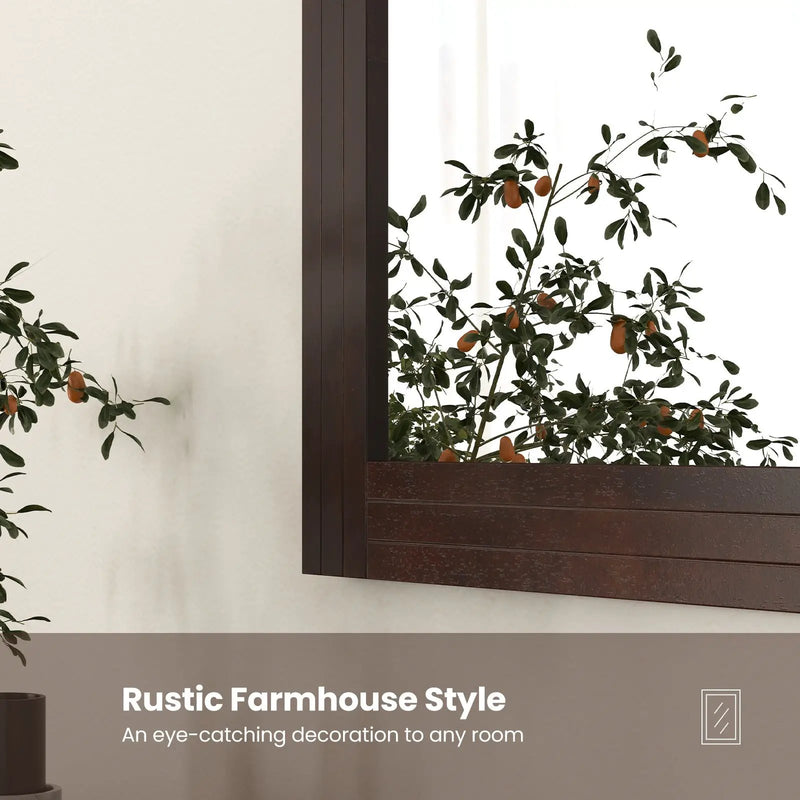 Wood Framed Wall Mirror for Bedroom Living Room Vanity Entryway-Brown by DirectDeals