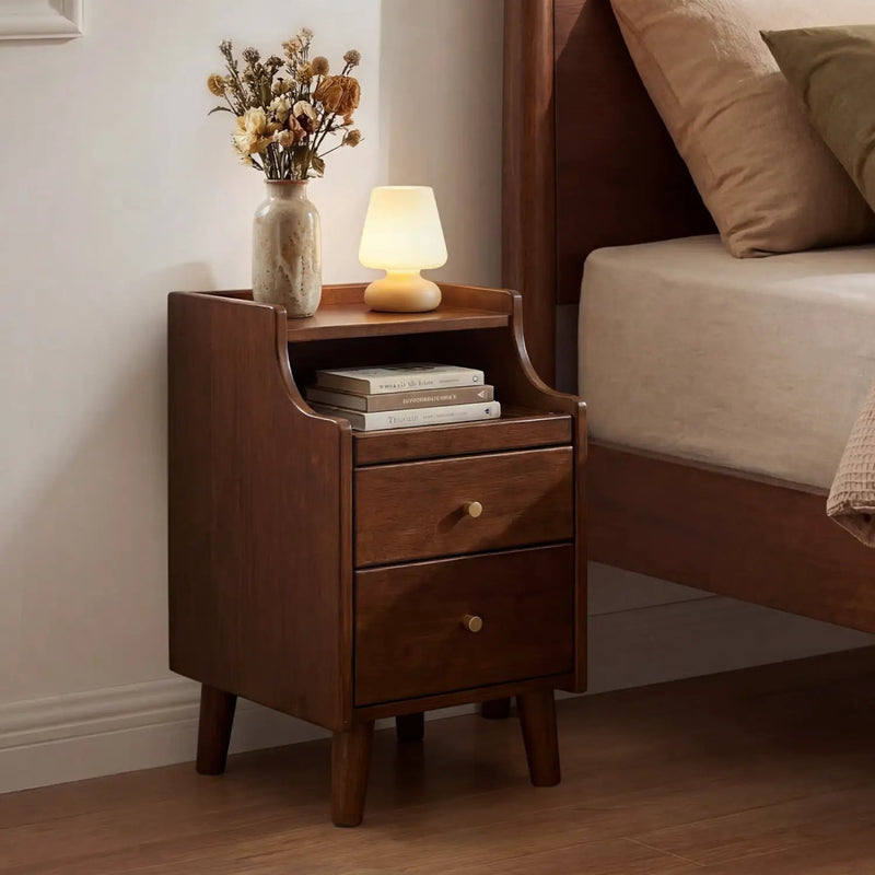 Wood Nightstand Set of 2 with Drawers and Solid Wood Legs by DirectDeals