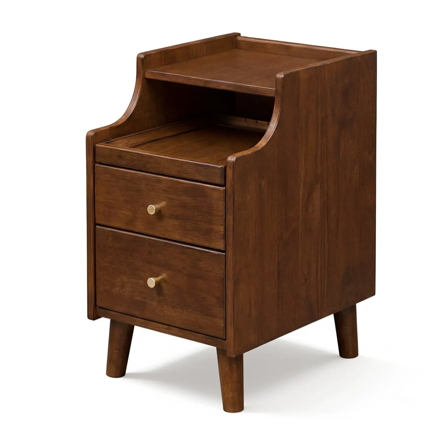 Wood Nightstand with Drawers and Solid Wood Legs for Bedroom by DirectDeals