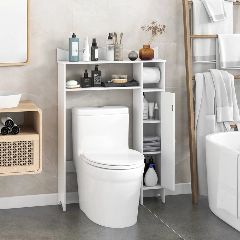 Wood Over the Toilet Bathroom Space Saver with Paper Holder and Shelf by DirectDeals