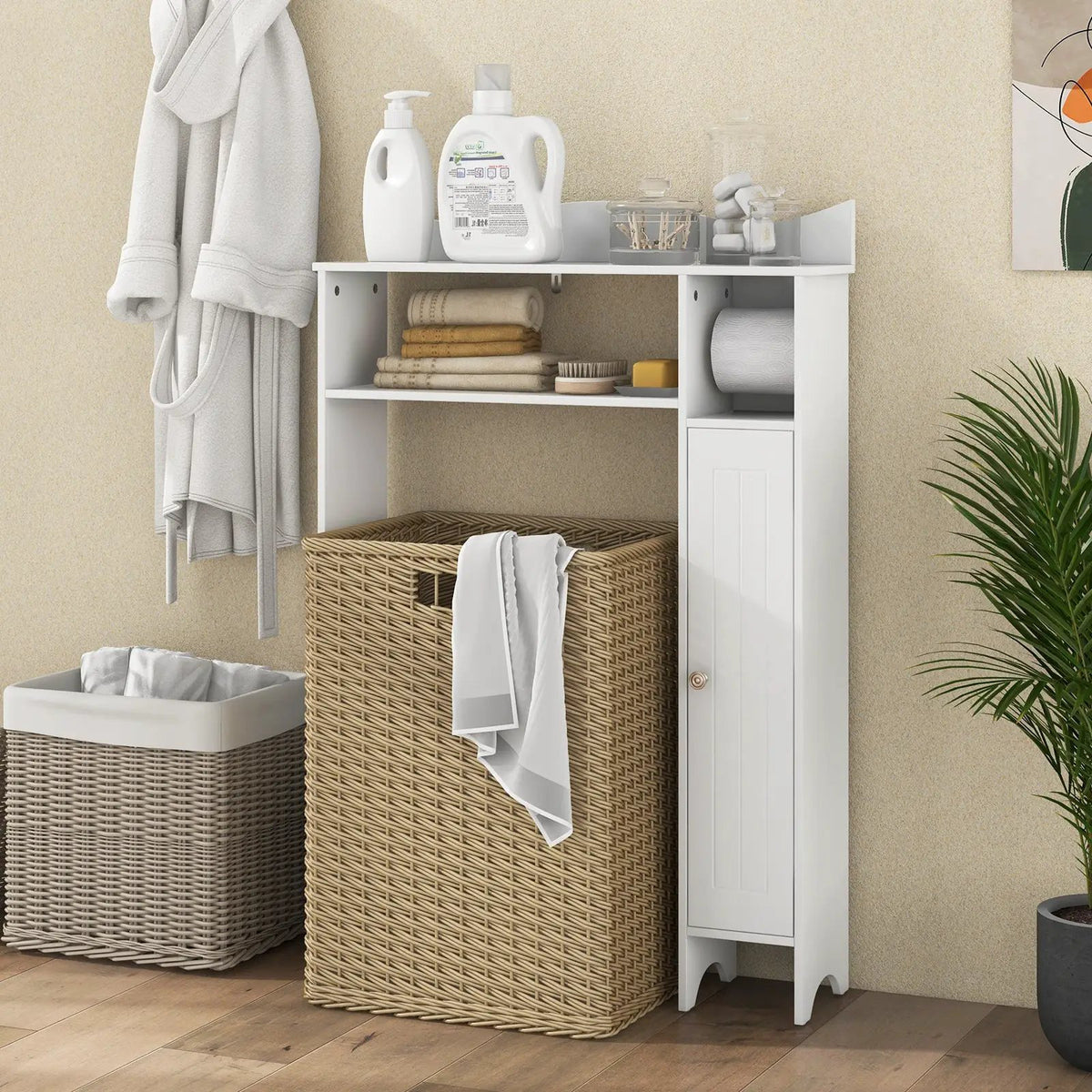 Wood Over the Toilet Bathroom Space Saver with Paper Holder and Shelf, photo 3 of 17