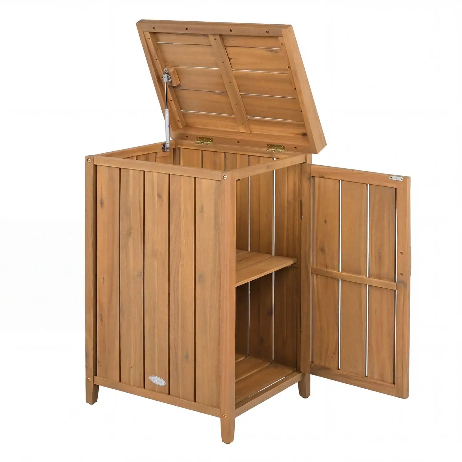 Wood Package Delivery Box with Openable Lid and Removable Shelf for Garden by DirectDeals