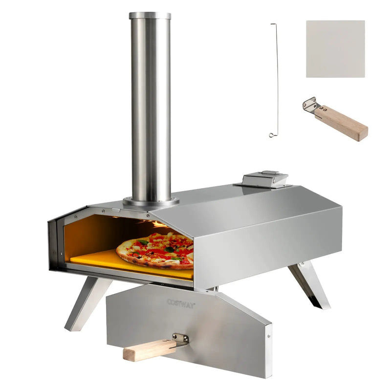 Portable Stainless Steel Outdoor Pizza Oven with 12 Inch Pizza Stone by DirectDeals