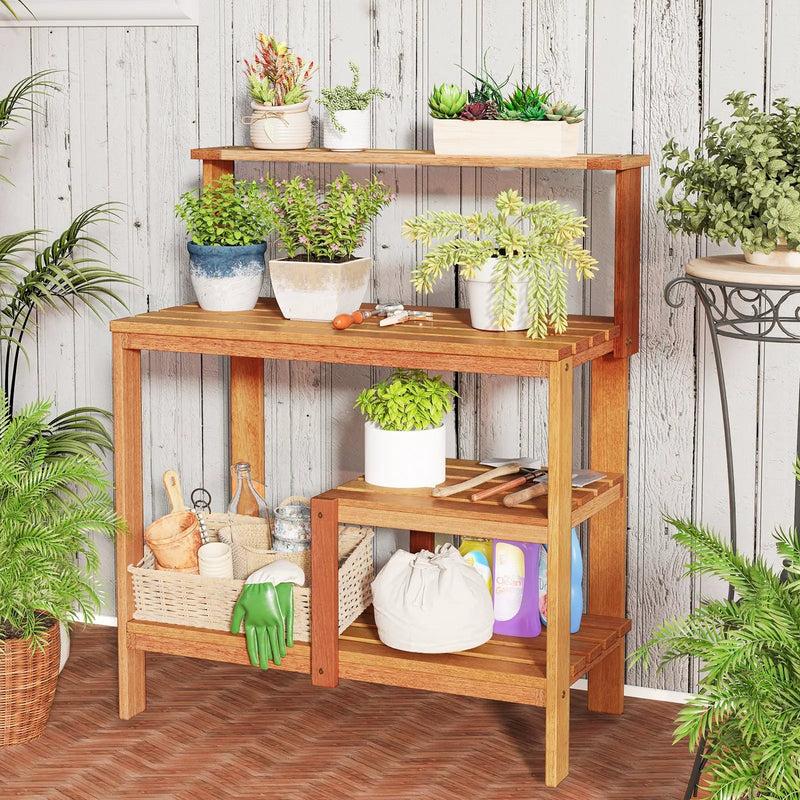 Outdoor Garden Potting Wood Planting Workstation with Open Shelves by DirectDeals