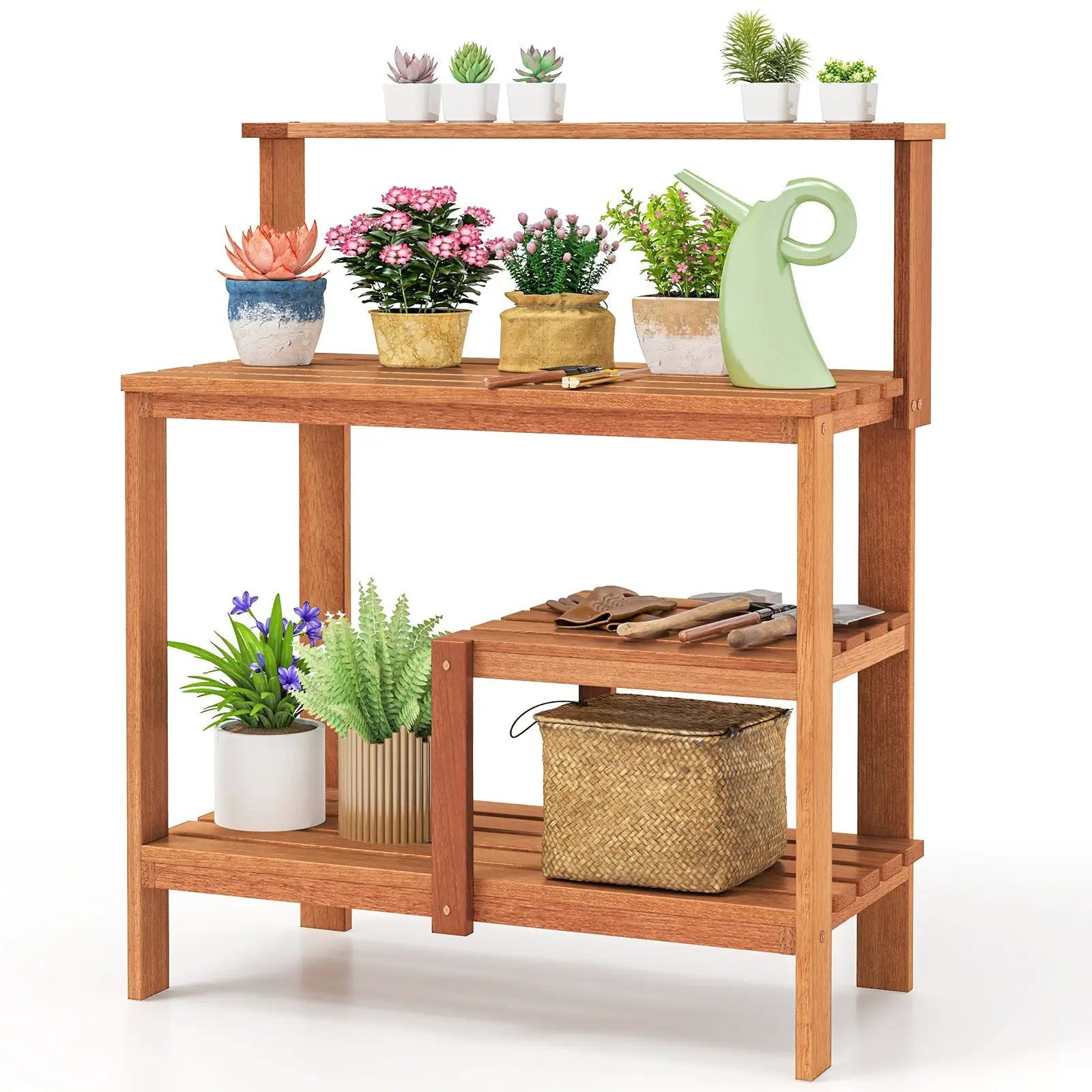 Outdoor Garden Potting Wood Planting Workstation with Open Shelves by DirectDeals
