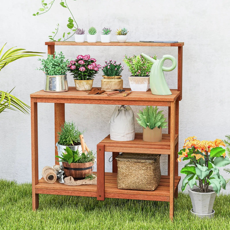 Outdoor Garden Potting Wood Planting Workstation with Open Shelves by DirectDeals