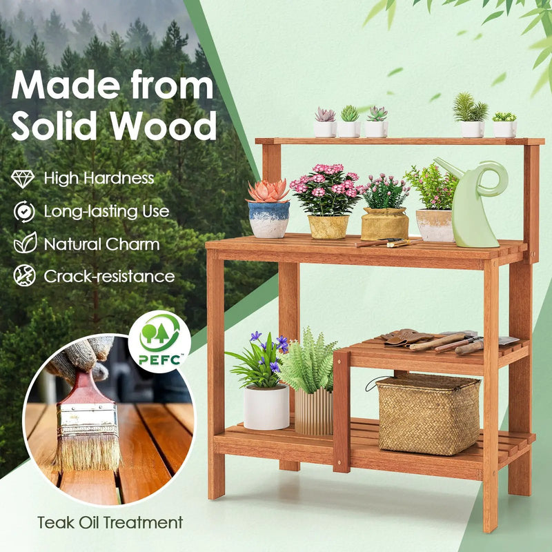 Outdoor Garden Potting Wood Planting Workstation with Open Shelves by DirectDeals
