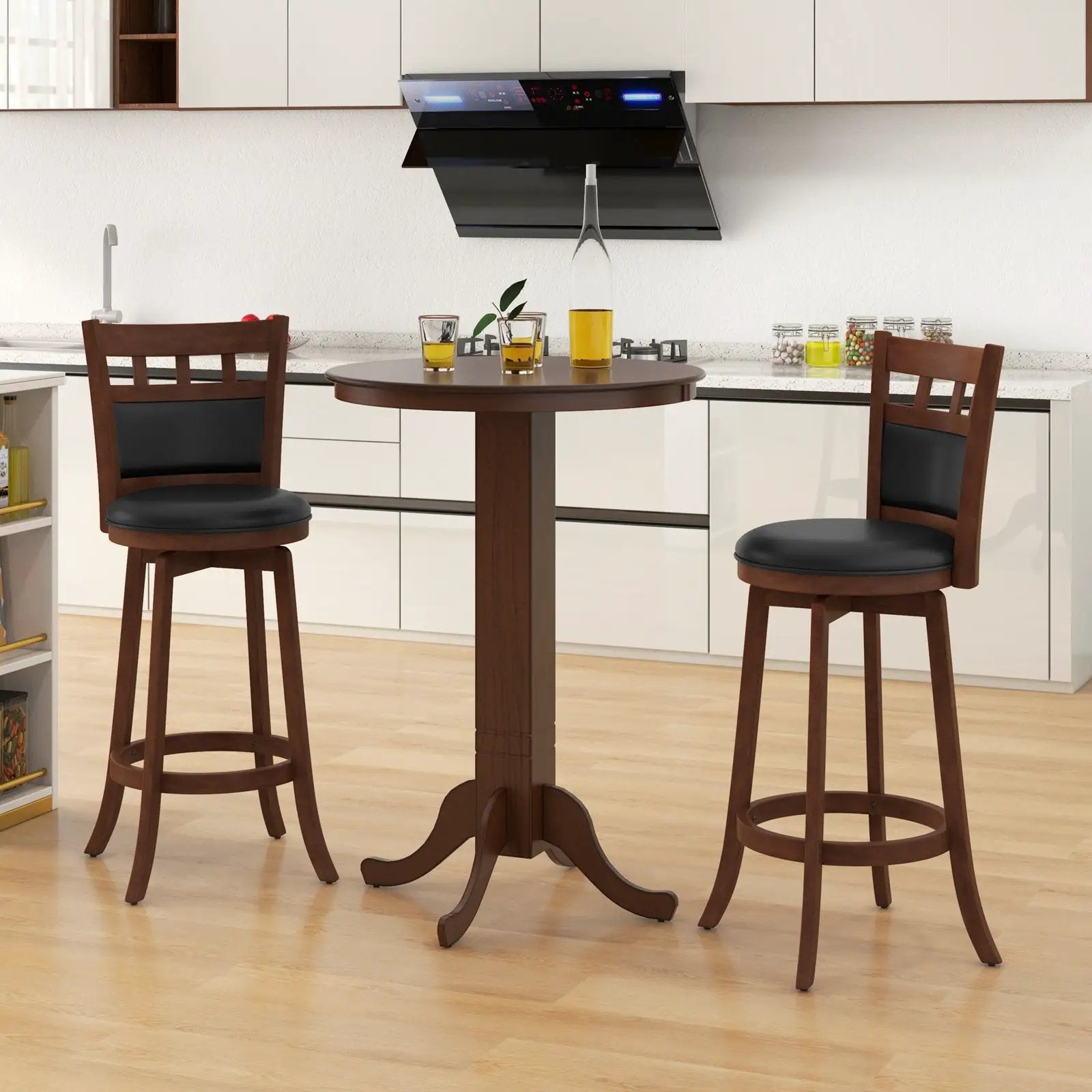 Wood Pub Round Dining Table with Pedestal Base by DirectDeals