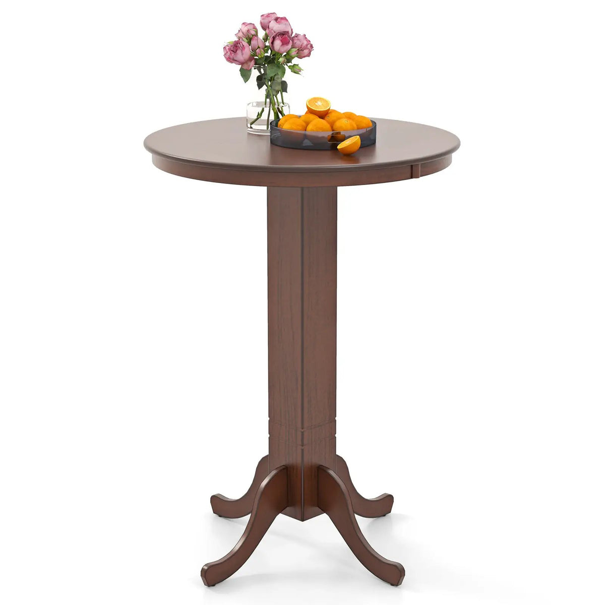 Wood Pub Round Dining Table with Pedestal Base, photo 7 of 15