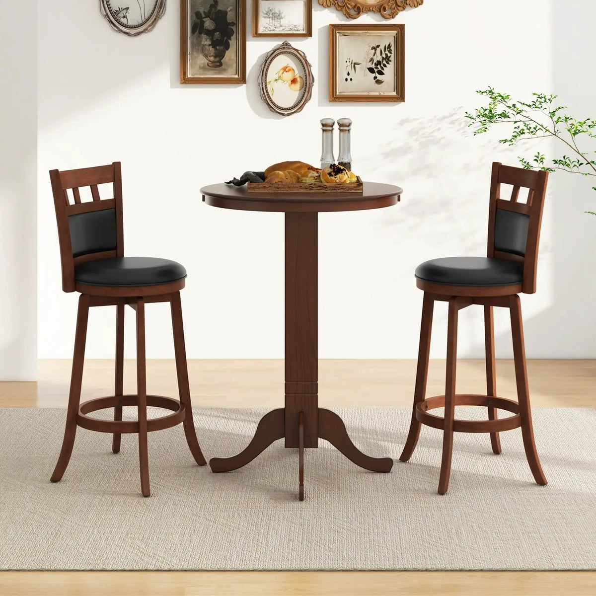 Wood Pub Round Dining Table with Pedestal Base, photo 13 of 15