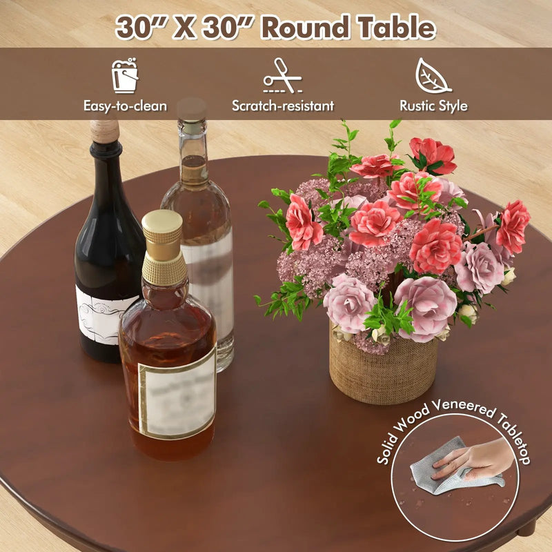 Wood Pub Round Dining Table with Pedestal Base by DirectDeals