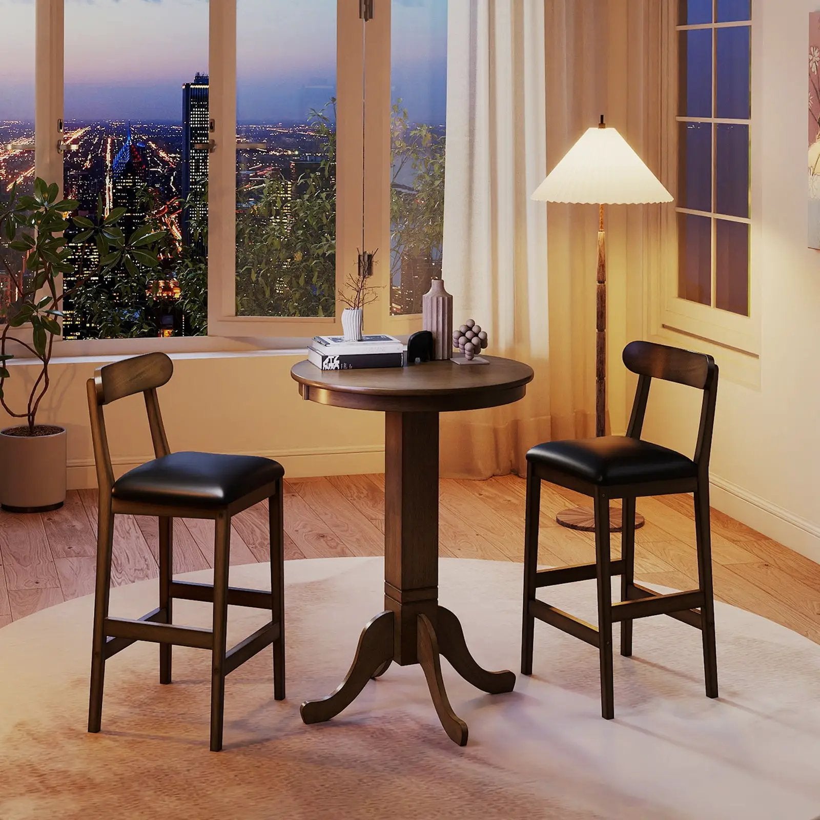 Wood Pub Round Dining Table with Pedestal Base by DirectDeals