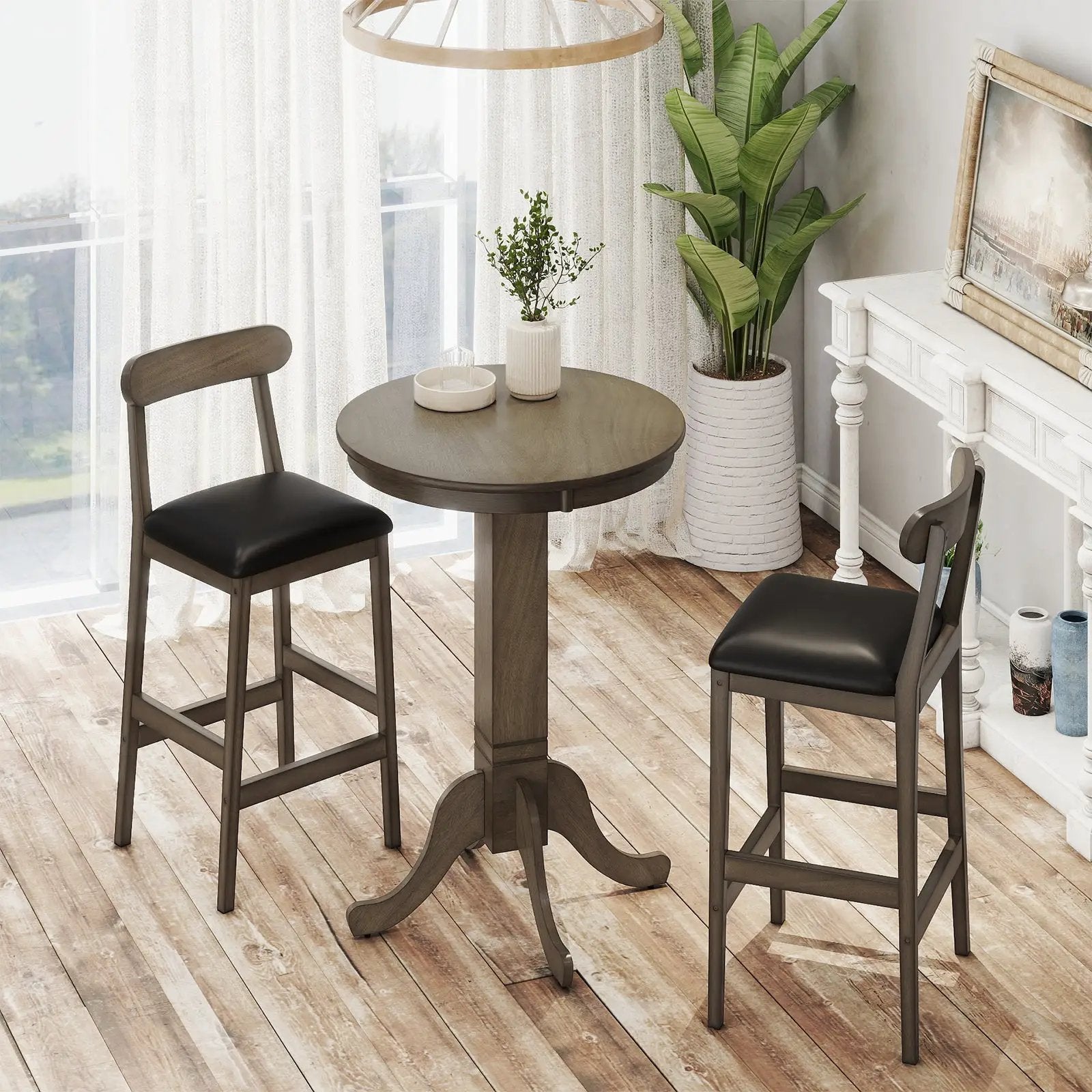 Wood Pub Round Dining Table with Pedestal Base by DirectDeals