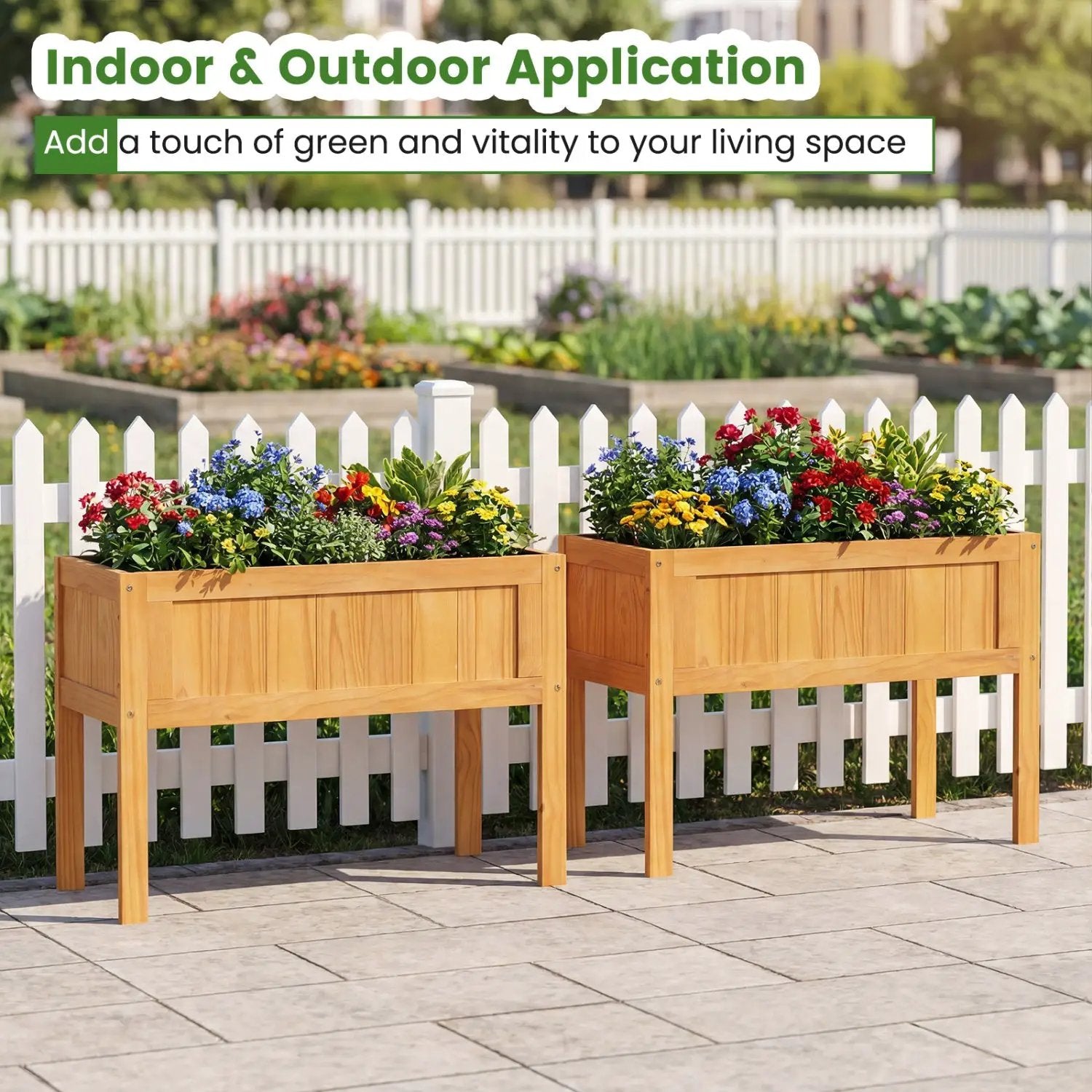 Wood Raised Garden Bed Elevated Planter Box with Bed Liner and Drainage Holes for Vegetables Flowers Herbs by DirectDeals