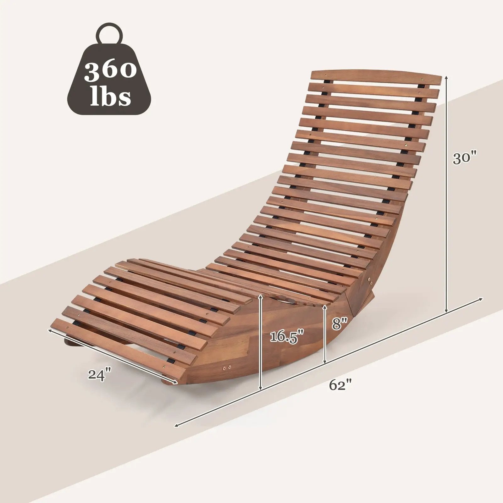 Outdoor Acacia Wood Rocking Chair with Widened Slatted Seat and High Back by DirectDeals