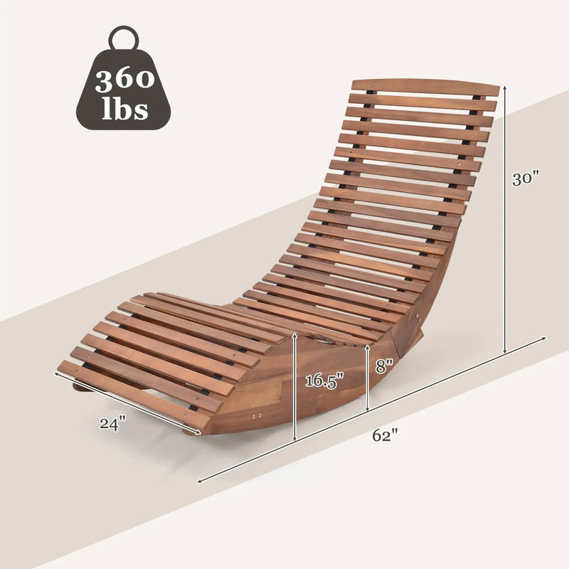 Outdoor Acacia Wood Rocking Chair with Widened Slatted Seat and High Back by DirectDeals