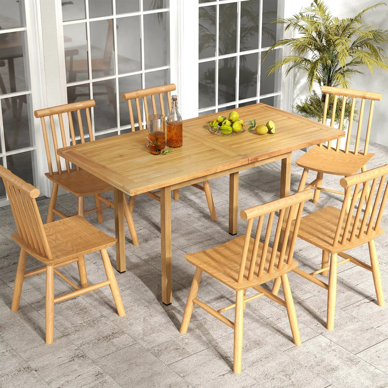 Indoor Outdoor Teak Wood Slatted Tabletop Panel Board Split in 2 Square by DirectDeals