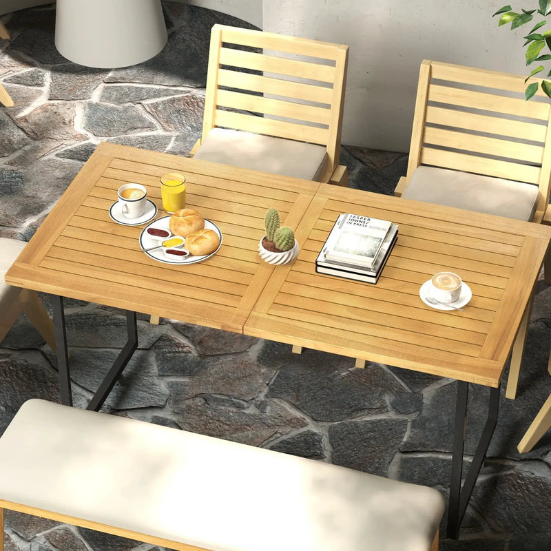 Indoor Outdoor Teak Wood Slatted Tabletop Panel Board Split in 2 Square by DirectDeals