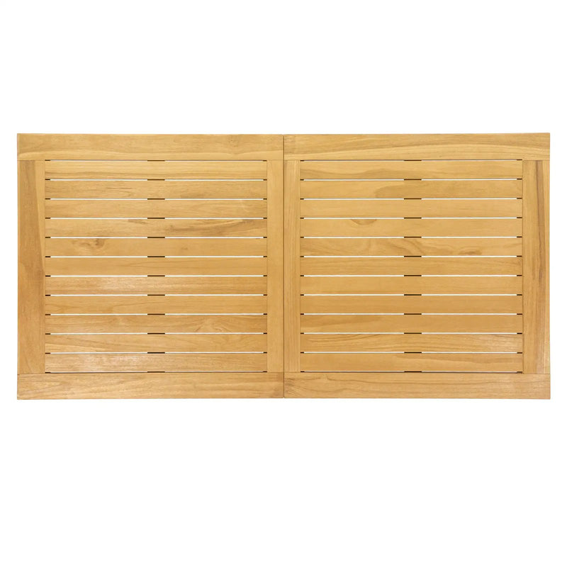 Indoor Outdoor Teak Wood Slatted Tabletop Panel Board Split in 2 Square by DirectDeals