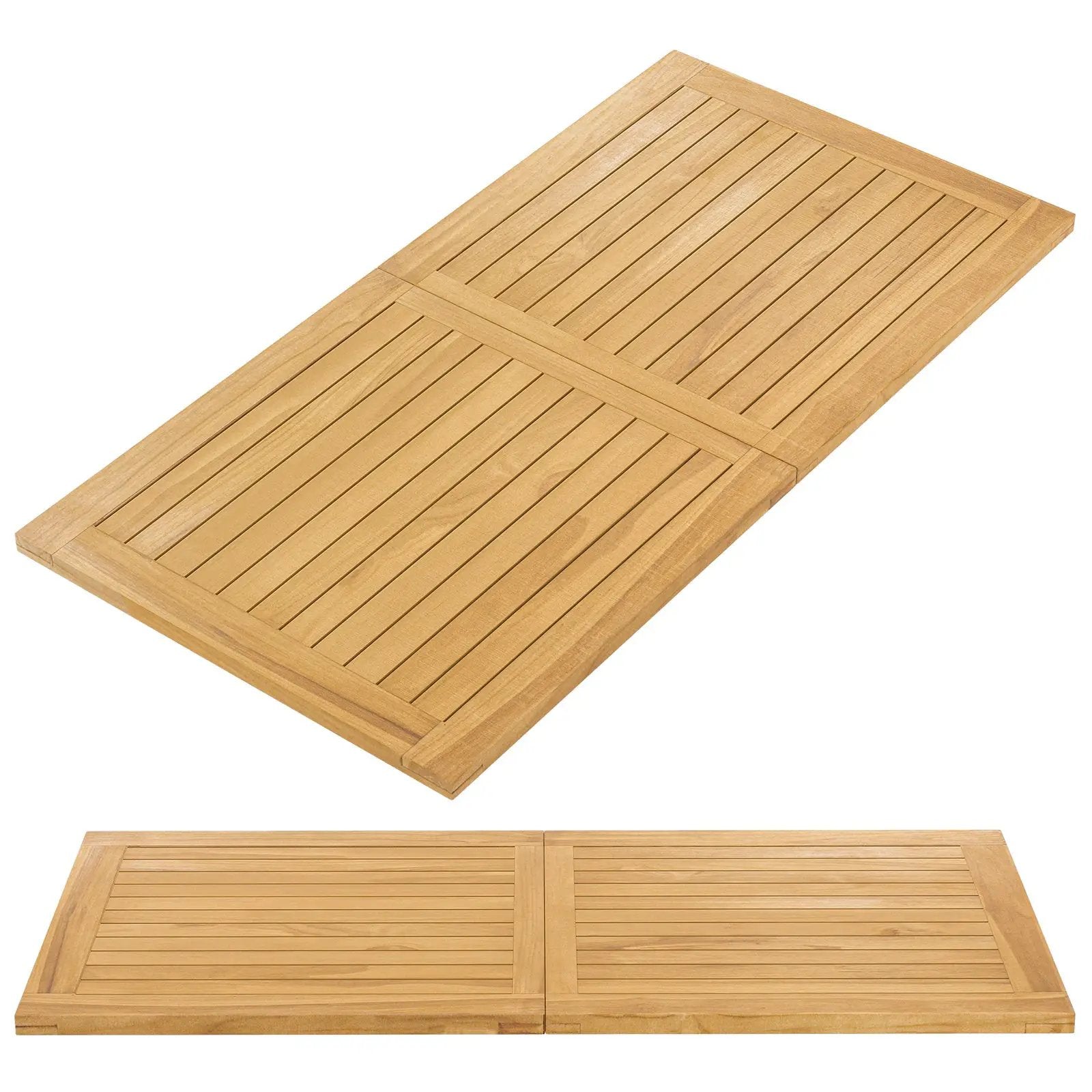 Indoor Outdoor Teak Wood Slatted Tabletop Panel Board Split in 2 Square by DirectDeals