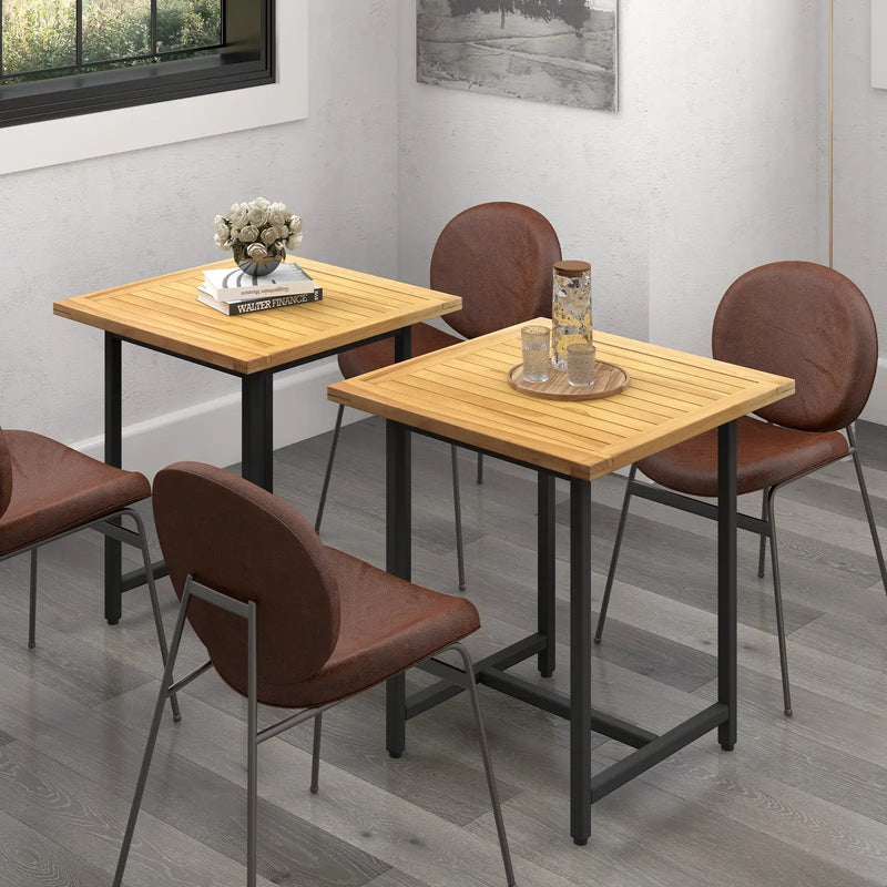 Indoor Outdoor Teak Wood Slatted Tabletop Panel Board Split in 2 Square by DirectDeals