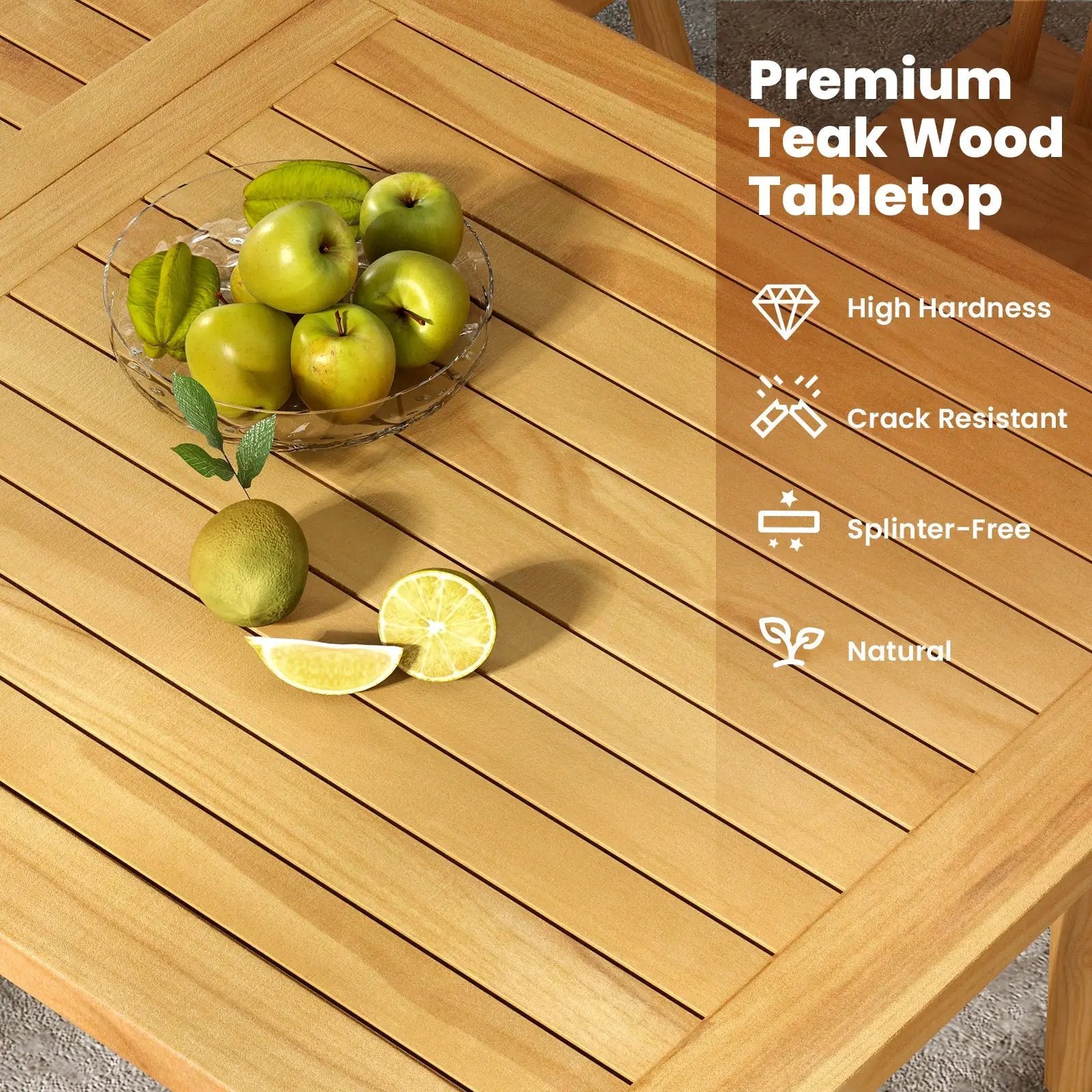 Indoor Outdoor Teak Wood Slatted Tabletop Panel Board Split in 2 Square by DirectDeals