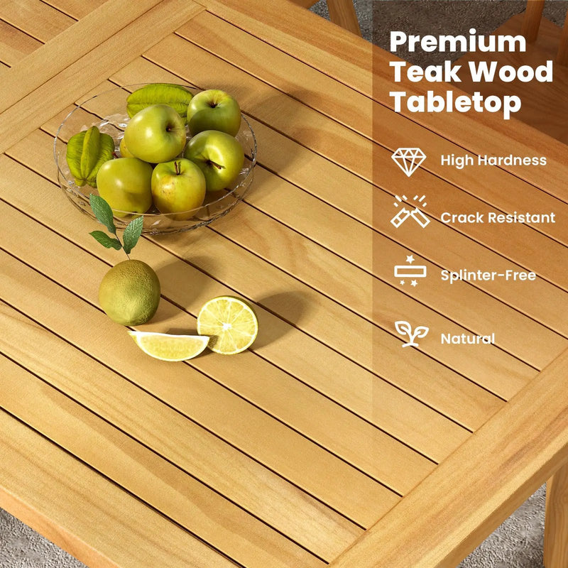 Indoor Outdoor Teak Wood Slatted Tabletop Panel Board Split in 2 Square by DirectDeals