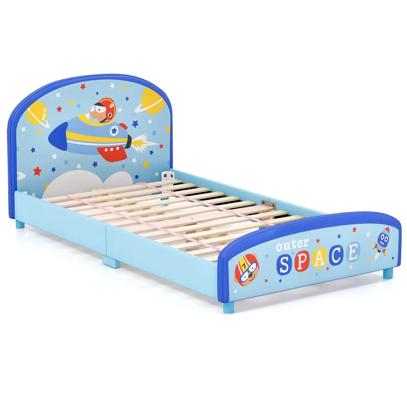 Wood Upholstered Twin Bed Platform with Slat Support by DirectDeals