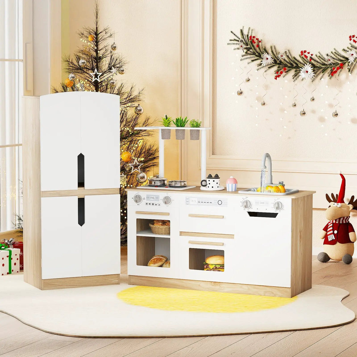 Wooden 2 Piece Kids Kitchen Playset with Fridge and Running Water, photo 4 of 16