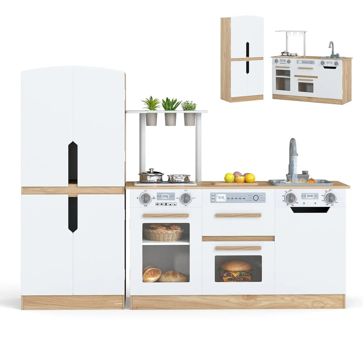 Wooden 2 Piece Kids Kitchen Playset with Fridge and Running Water, photo 6 of 16