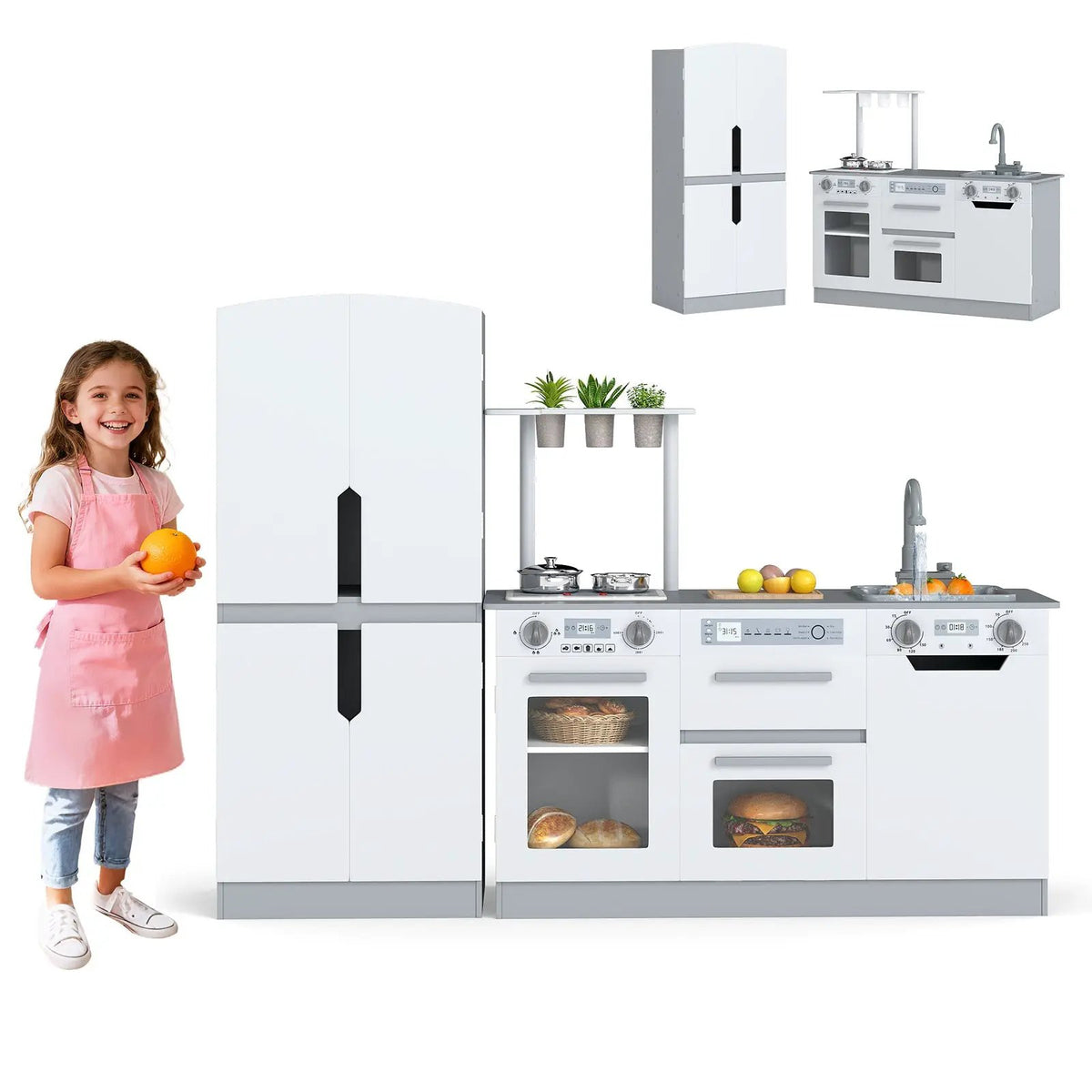 Wooden 2 Piece Kids Kitchen Playset with Fridge and Running Water, photo 7 of 16