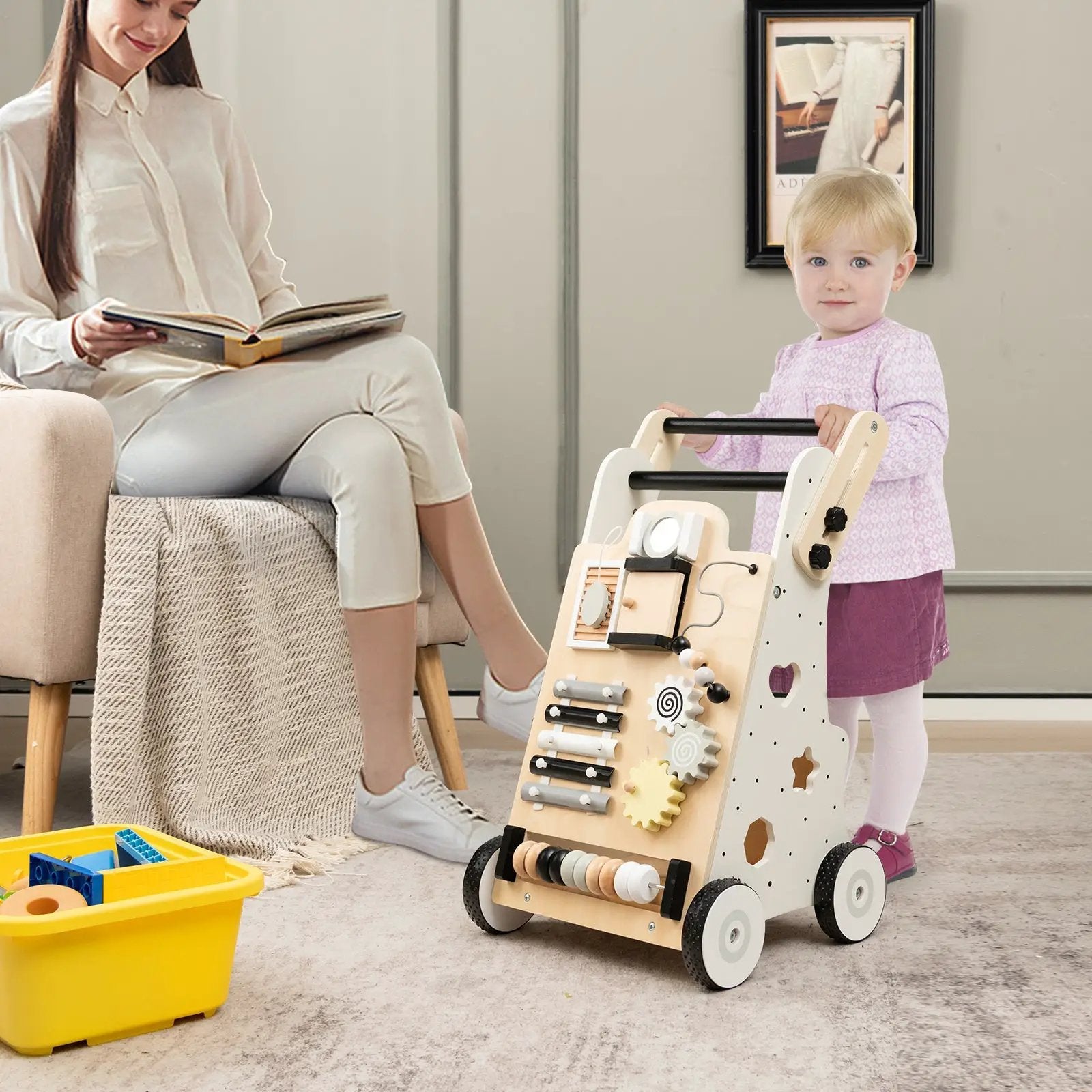 Wooden Baby Walker with Height Adjustable Handles by DirectDeals