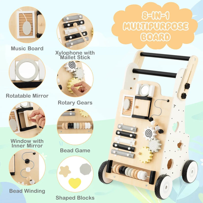 Wooden Baby Walker with Height Adjustable Handles by DirectDeals