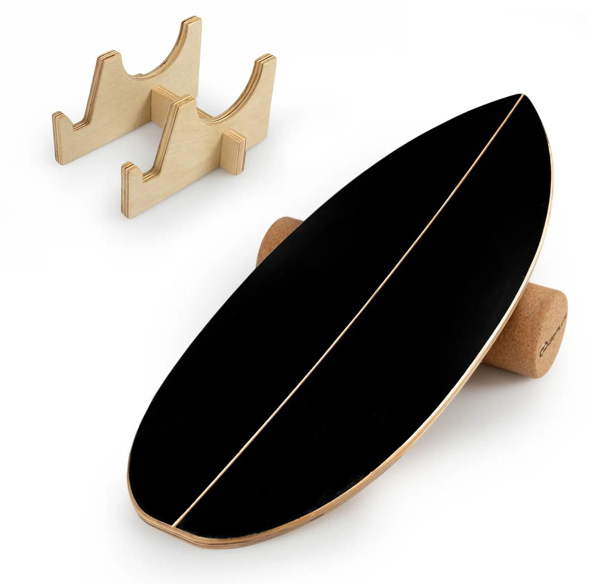 Wooden Balancing Board with Cork Roller and Storage Rack to Exercise, photo 6 of 16