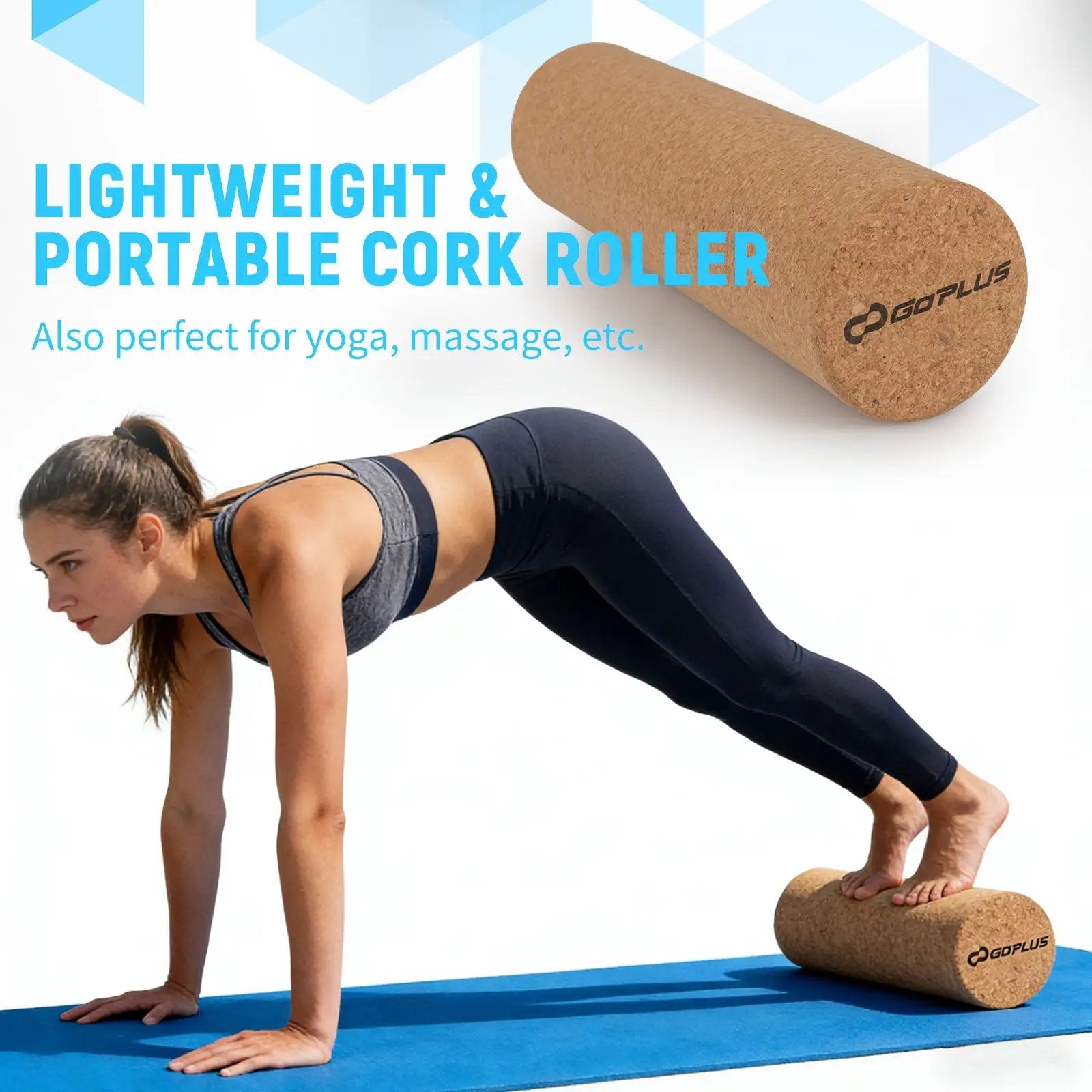 Wooden Balancing Board with Cork Roller and Storage Rack to Exercise by DirectDeals