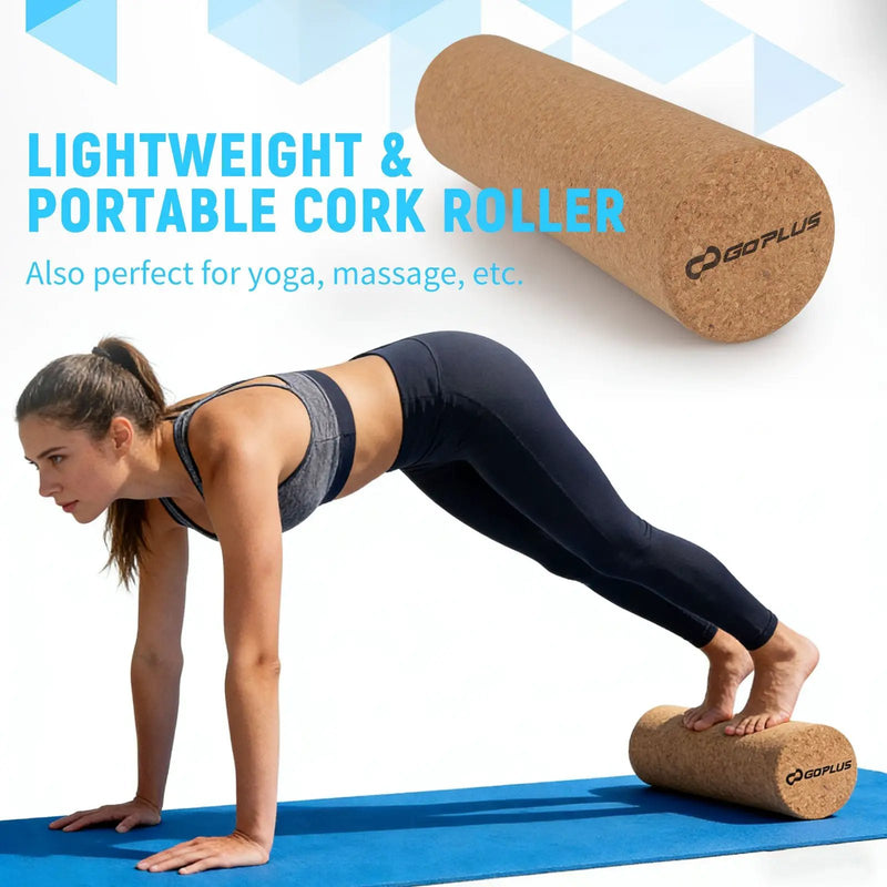 Wooden Balancing Board with Cork Roller and Storage Rack to Exercise by DirectDeals