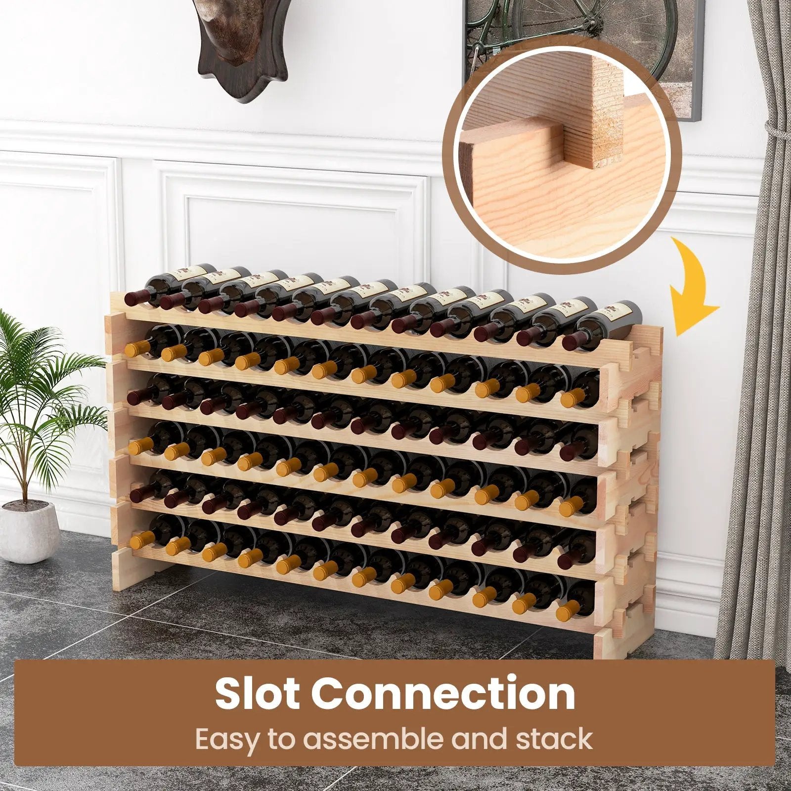 Wooden Bottle Rack Wine Display Shelves for 72 Bottles by DirectDeals