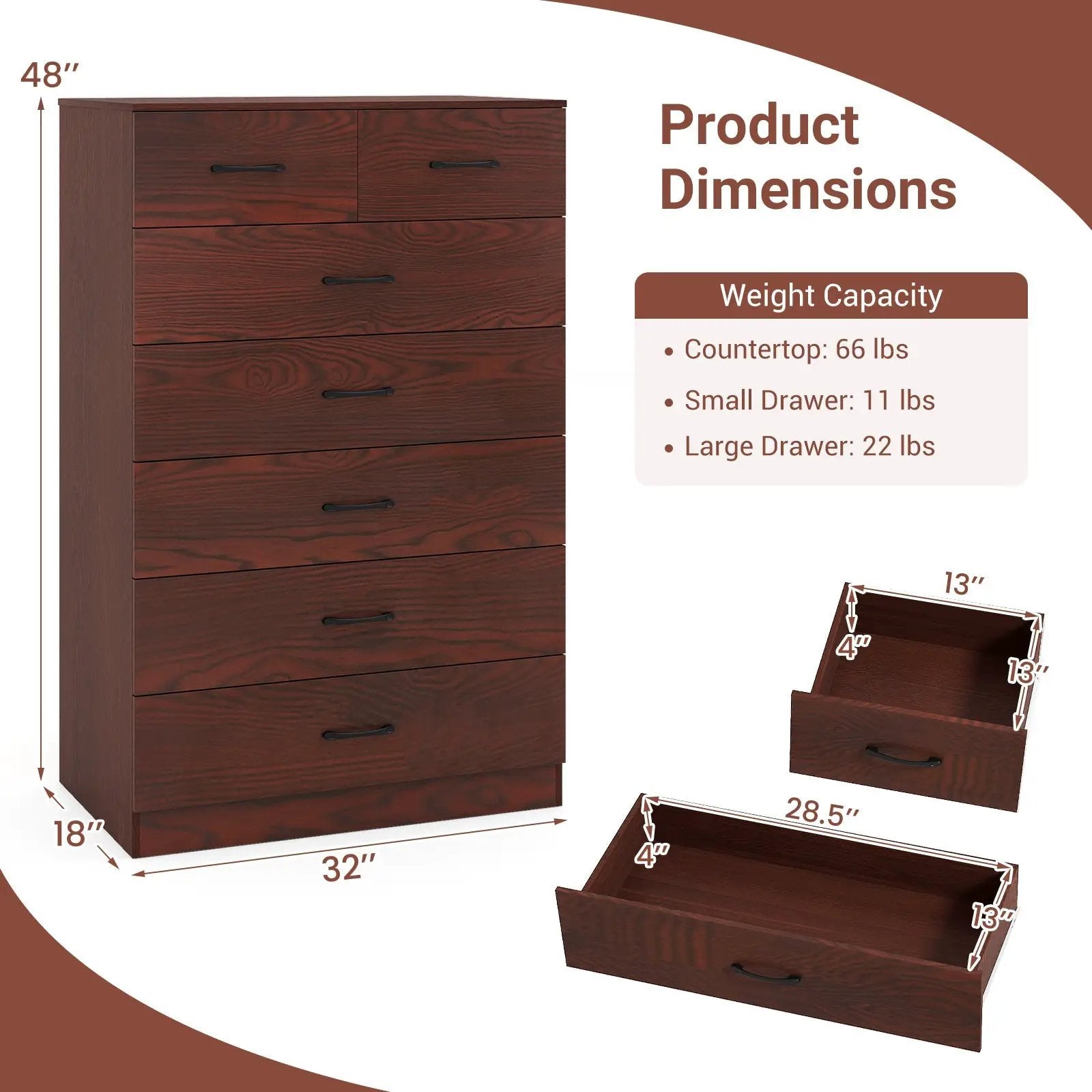 Wooden Chest of Drawers with Anti by DirectDeals