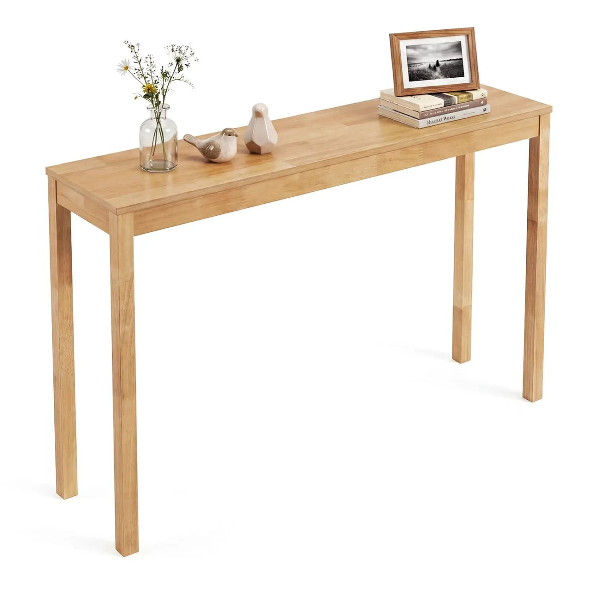 Wooden Console Table Modern Farmhouse Sofa Table with Thickened Top, photo 4 of 16