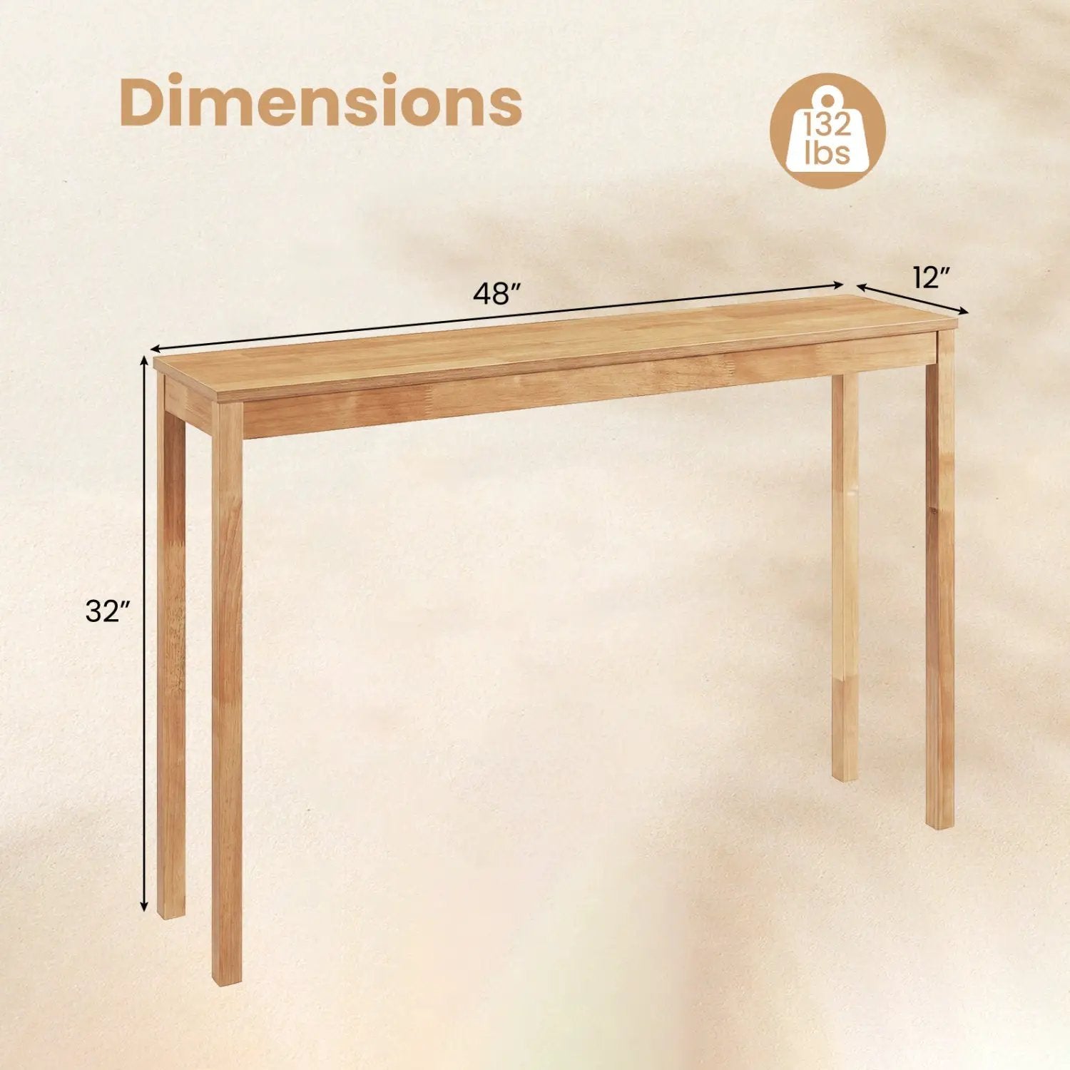 Wooden Console Table Modern Farmhouse Sofa Table with Thickened Top by DirectDeals