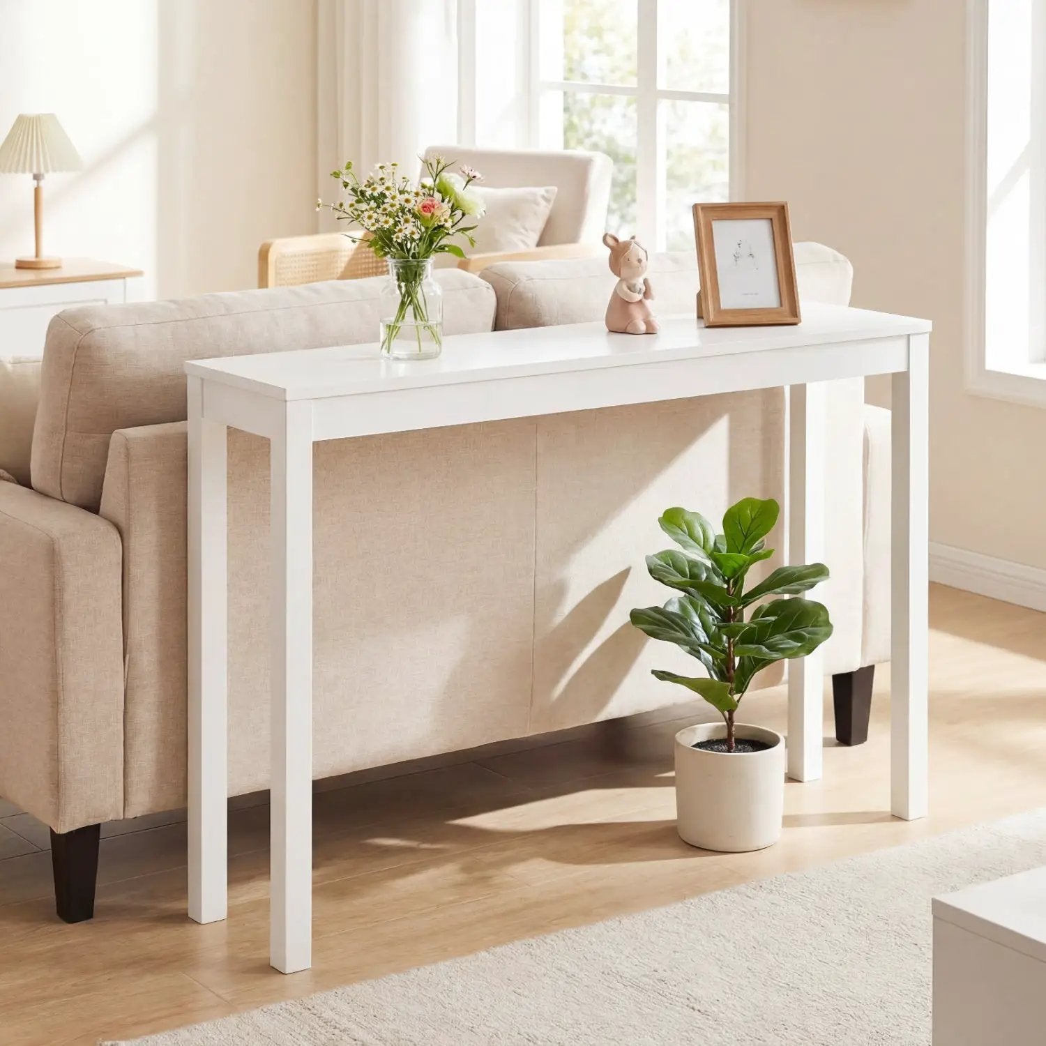 Wooden Console Table Modern Farmhouse Sofa Table with Thickened Top by DirectDeals