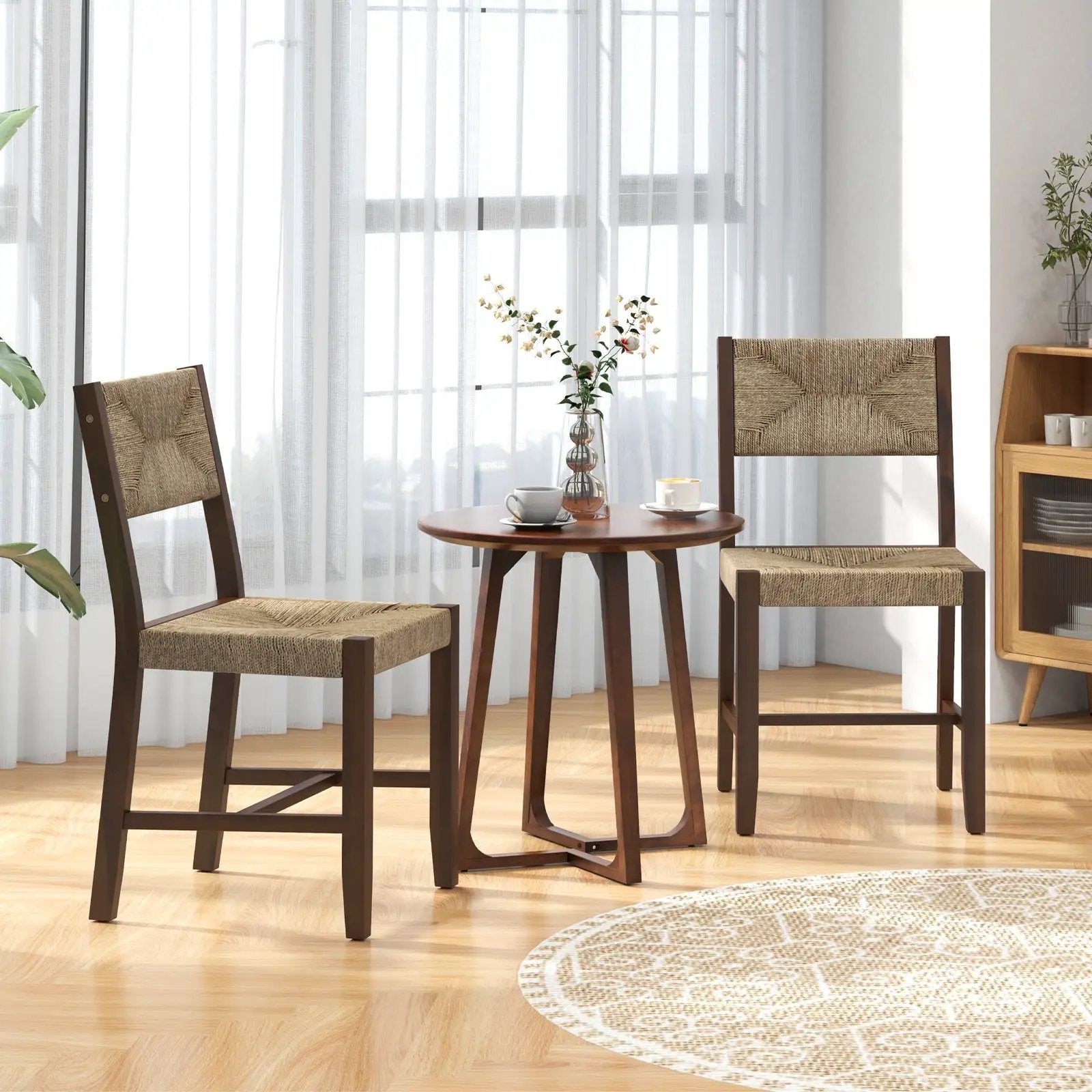 Wooden Dining Chair Set of 2 for Kitchen Dining Room-Brown by DirectDeals